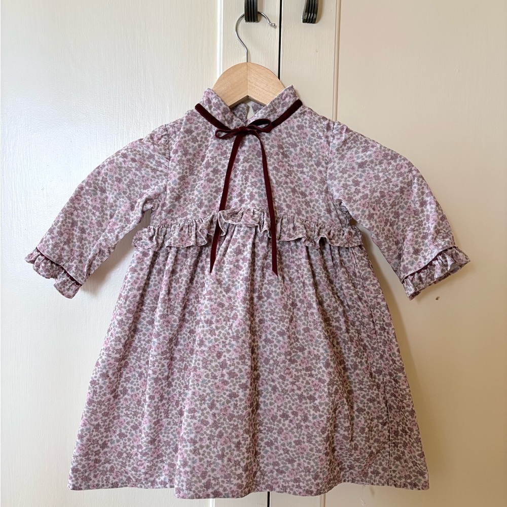Floral Pink Kids Dress with Bow